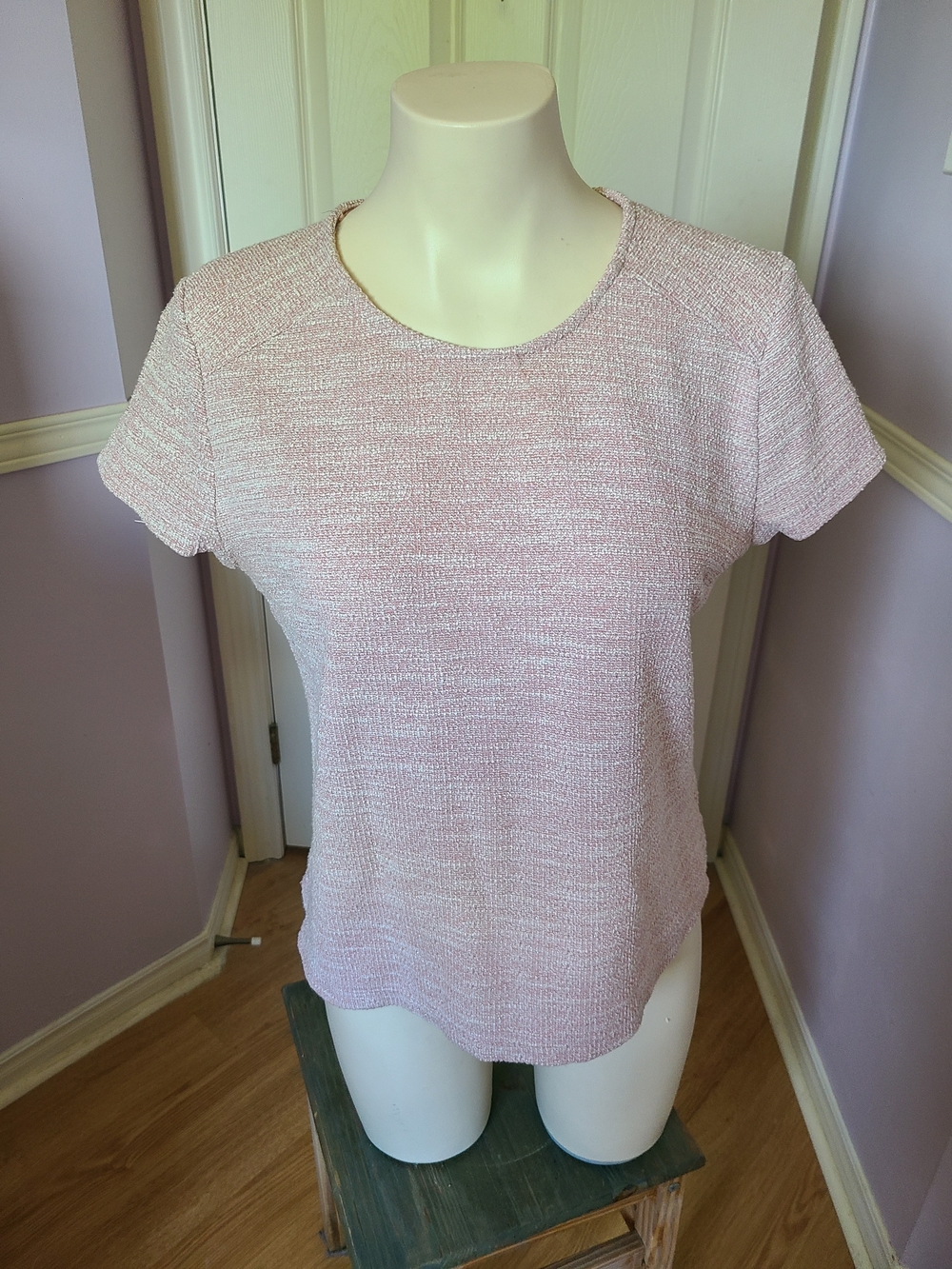 Atmosphere Light Pink Textured Short Sleeve Crewneck Top